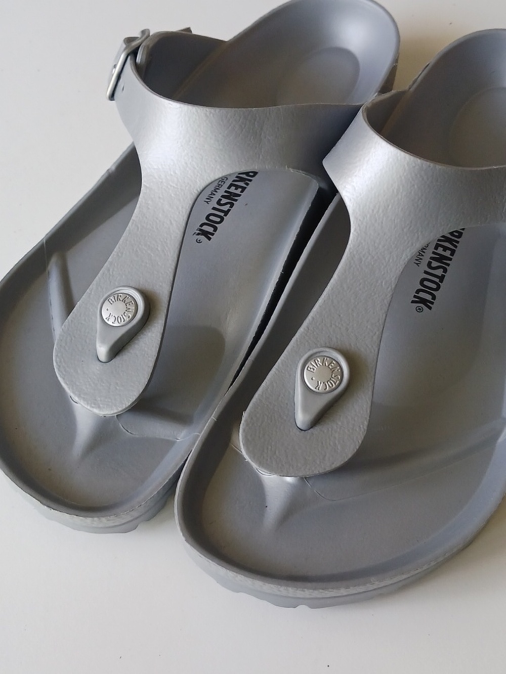 Birkenstock Silver Gizeh-Style EVA Sandals  NWOT